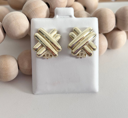 10KT Gold Wooden Chunky Stud