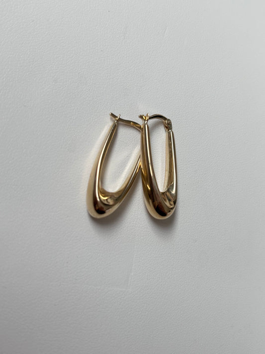14KT Gold Oval Hoops